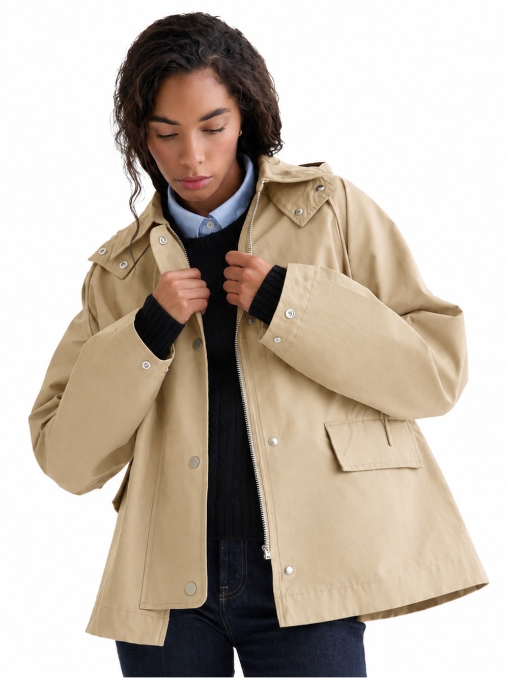 Everlane Short Anorak Trench Coat Khaki S NWT